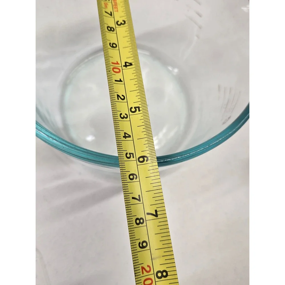 Vintage Pyrex 4 Cup Glass Measuring Cup Clear Red Lettering Faded‎ Open Handle
